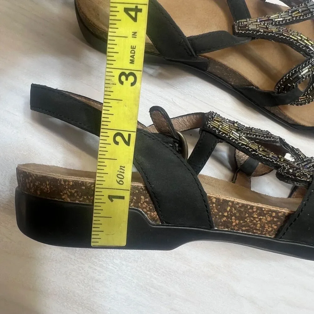 Dansko Reeta Sandals Womens Size 40 Black Beaded Leather Comfort‎ Casual Shoes